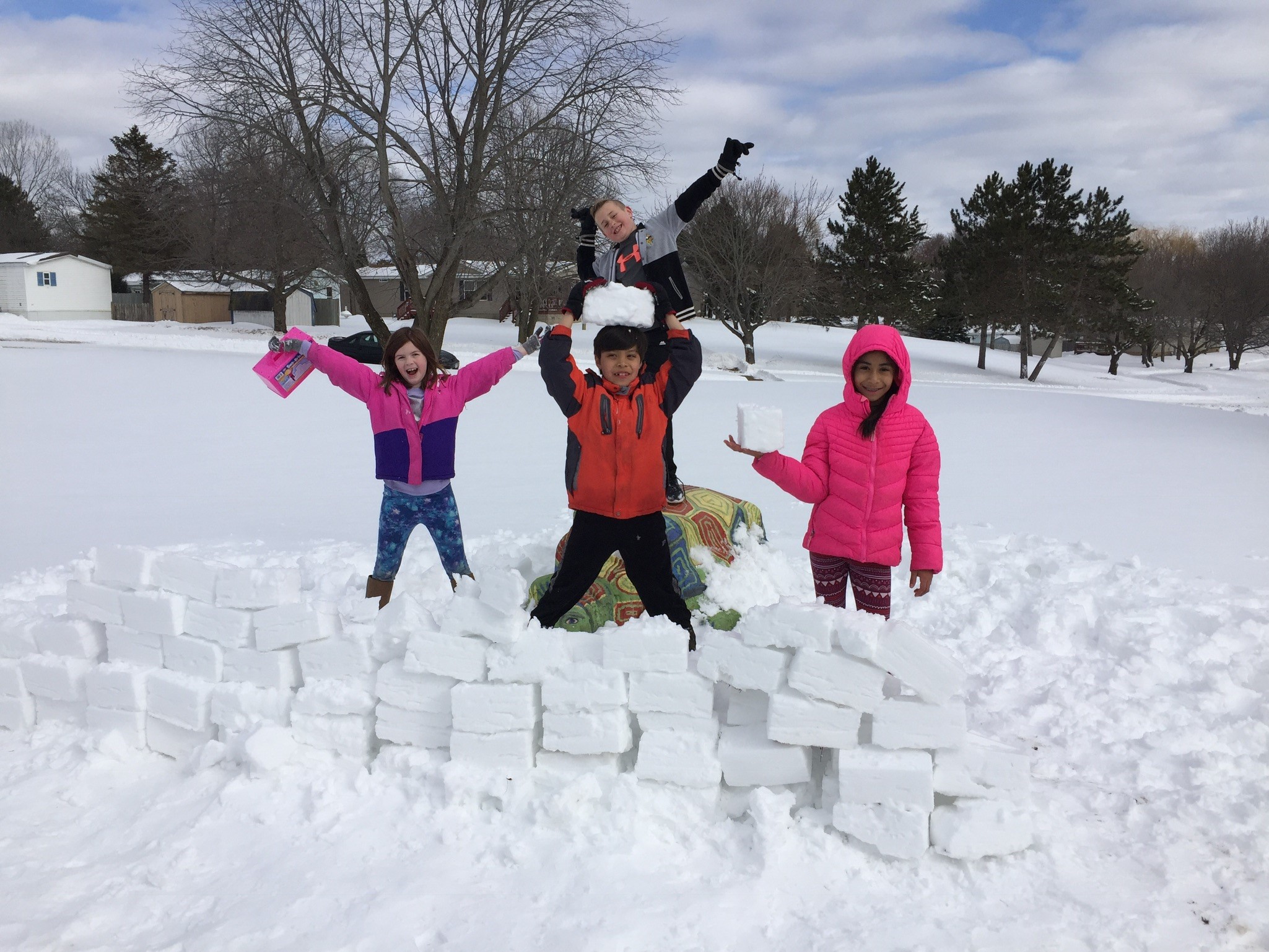 Kids playing in snow 